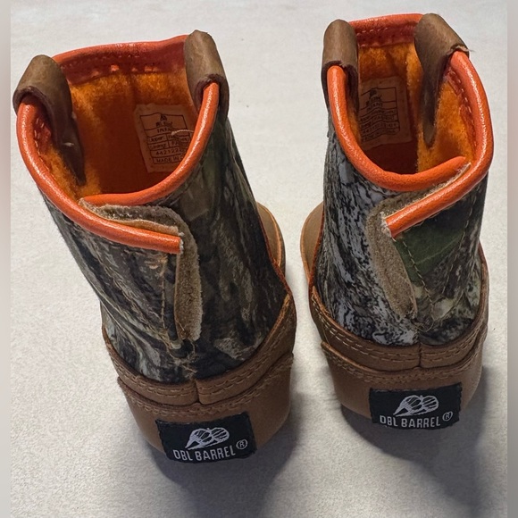 Children's Camouflage Boots with Orange Accents - Picture 2 of 5